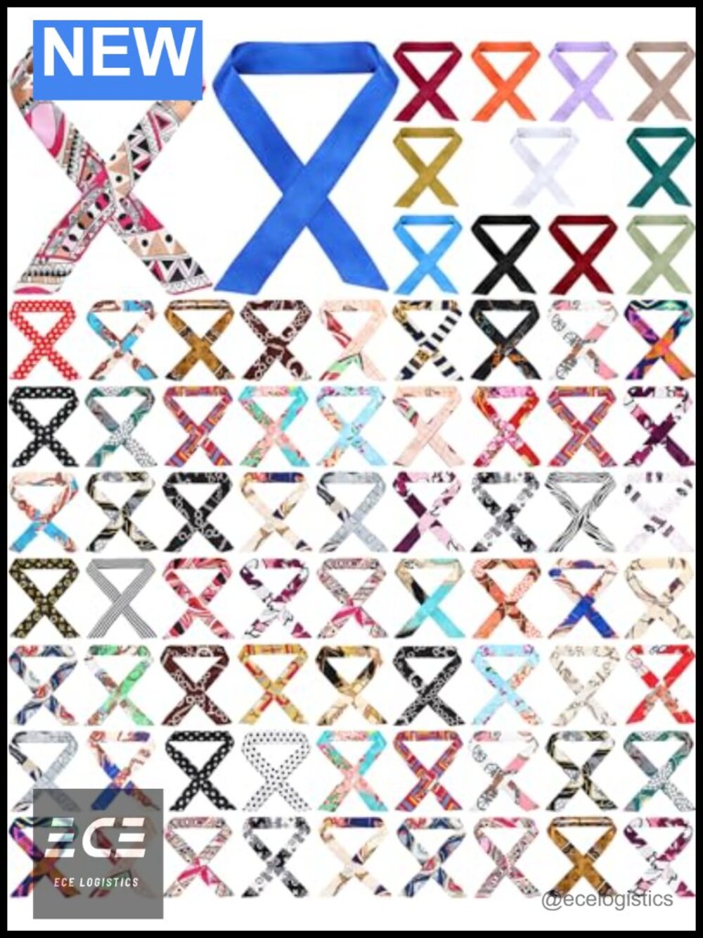 Satin Ribbon Purse Scarf Set 90 Pc Handbag Hair Neckerchief